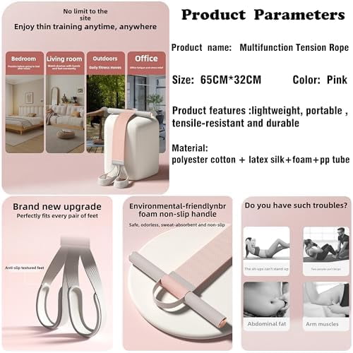 2025 New Yoga Pedal Resistance Fabric Band with Handles Anti-Broken Elastic Sit Up Pull Rope for Strength Training 120lb Full-Body Excercise Band Portable Unisex Resistance Exercise Bands