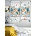 thumbnail image 3 of Vintage Beach Coastal Sheer Curtains 72 Inch Length 2 Panels Set Window Treatments, Nautical Shell Starfish Coral Summer Rod Pocket Semi Curtains for Living Room/Bedroom/Kitchen Décor, 104"W x 72"L, 3 of 7