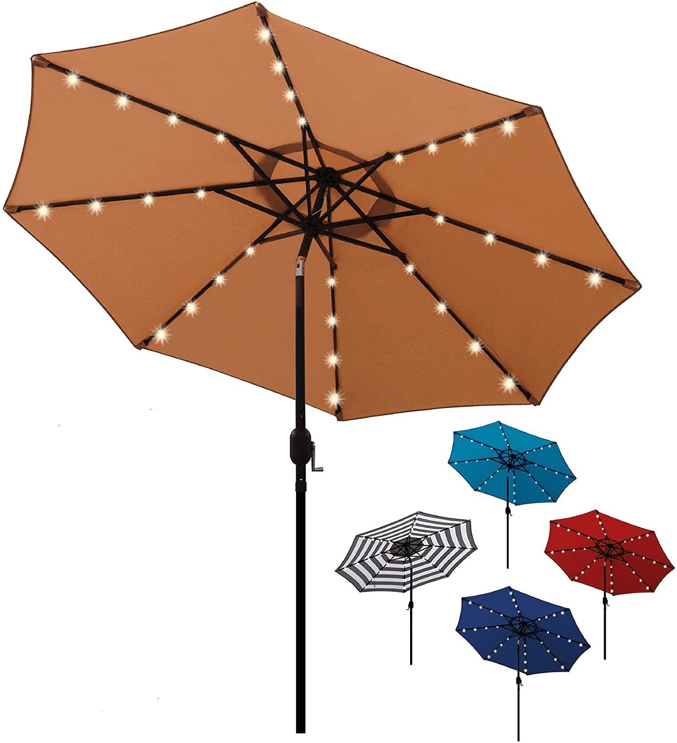 Blissun 9 ft Solar Umbrella 32 LED Lighted Patio Umbrella Table Market