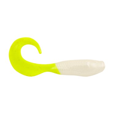 Berkley Gulp!Â® Minnow Grub Fishing Soft Bait 4in | 10cm Pearl White/Chartreuse