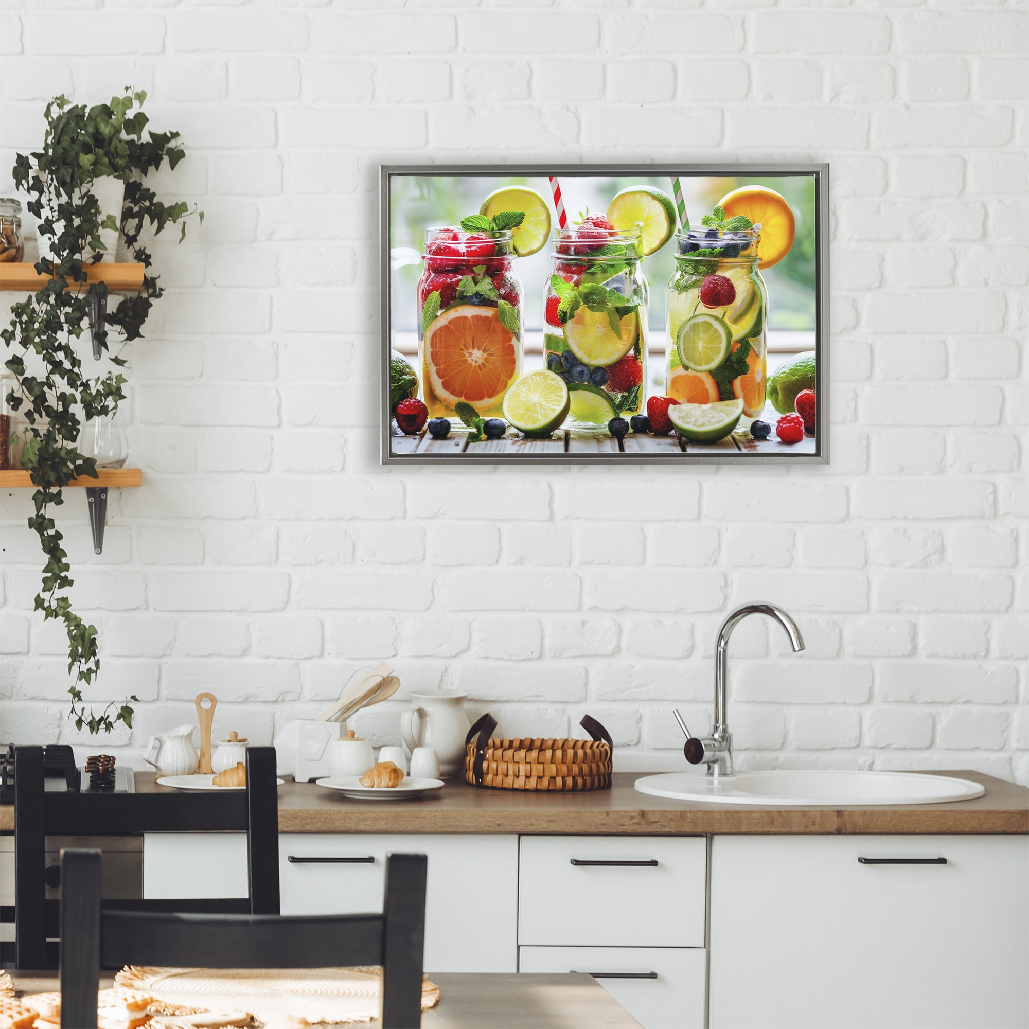 Stupell Industries Vibrant Citrus & Berry Infusion Gray Framed Floater Canvas Wall Art, design by Lazar Studio