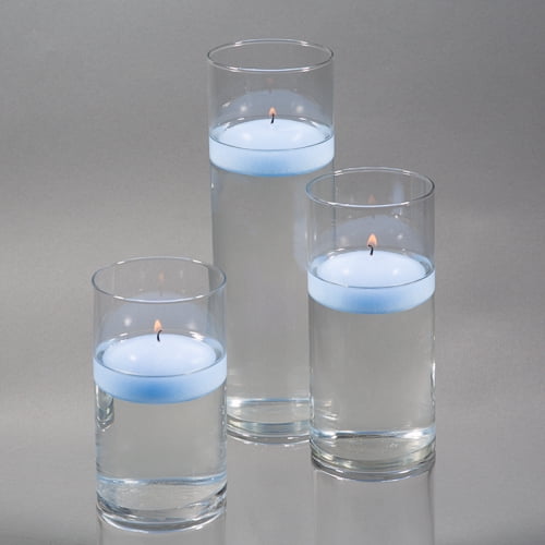Richland Floating Candles & Eastland Cylinder Holders Light Blue Set of