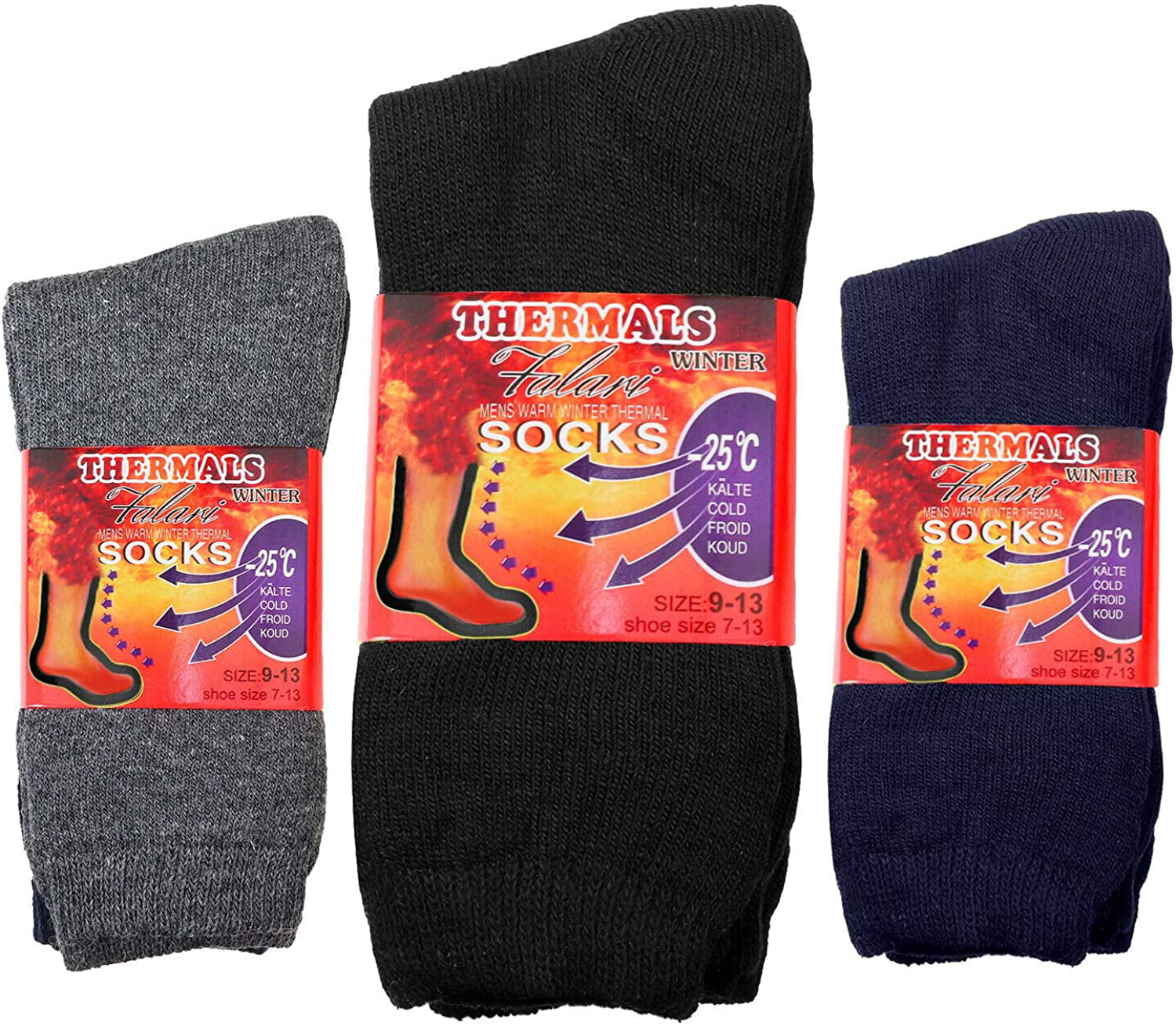 Falari 6-Pack Men's Winter Thermal Socks Ultra Warm Best For Cold ...