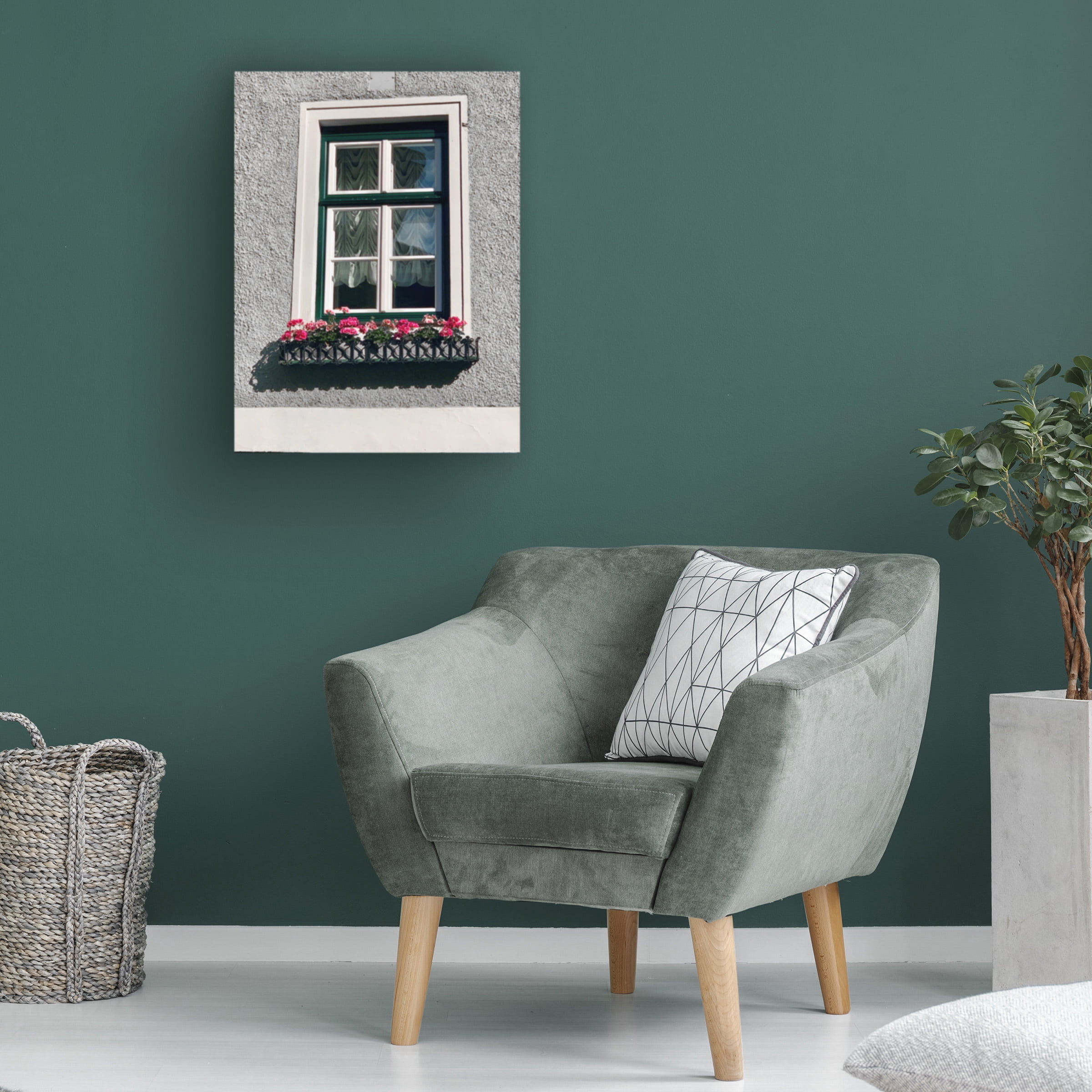 Susan Vizvary Photography 'Green Window Flowerbox Black and White' Canvas Art