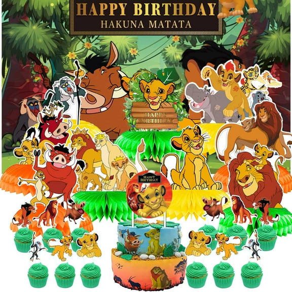 Simba Party Decorations Honeycomb Centerpieces Table Toppers Decorations for Birthday Backdrop Party Decor Supplies Banner
