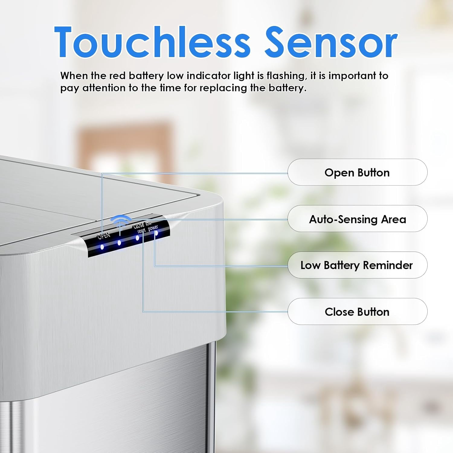 LAZY BUDDY 13.2 Gallon Touchless Motion Sensor Trash Can, Stainless Steel