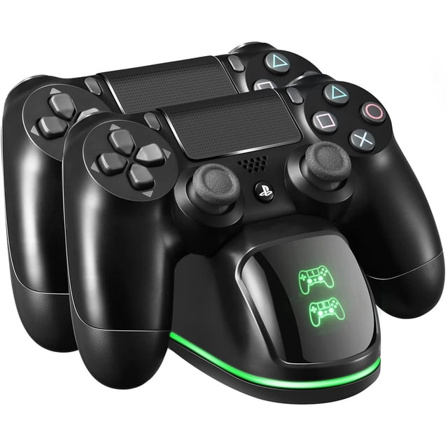 Estación de carga del controlador PS4 Estación de carga Playstation 4 Estación de acoplamiento PS4 Soporte de cargador con pantalla LED Compatible con Sony PS4, Playstation4, PS4 Pro, PS4 Slim BANYUO Hogar