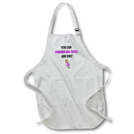

3dRose you can Hakuna ma Tatas any day black and purple letters Medium Length Apron 22 by 24-inch With Pouch Pockets