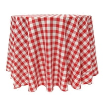 Ultimate Textile 108-Inch Round Polyester Checkered Tablecloth Red and White
