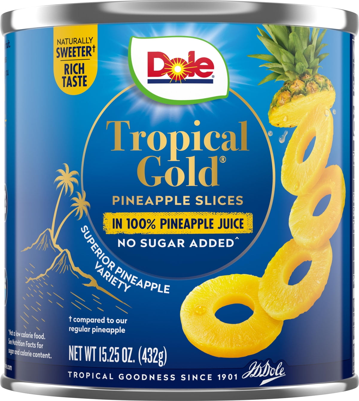 (5 pack) Dole Tropical Gold Pineapple Slices in 100% Pineapple Juice, 15 oz Can