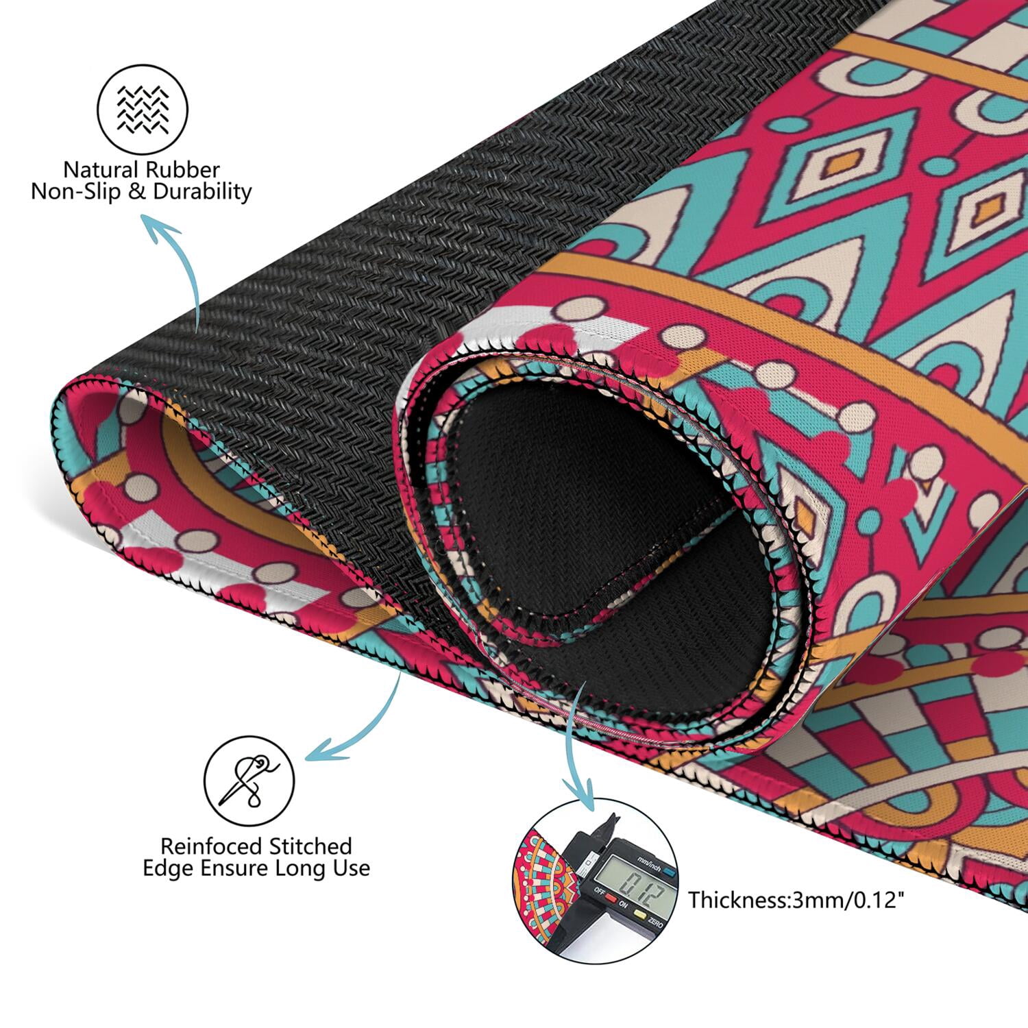 Mandala Mahjong Mat for Table, 31.5*31.5in Anti Slip American Mahjong Table Cloth, Noise Reduction, Neoprene Mah jongg Mat with Carrying Bag & 3 Dices, Mahjong Accessories Gift, Board Tile Games Mats