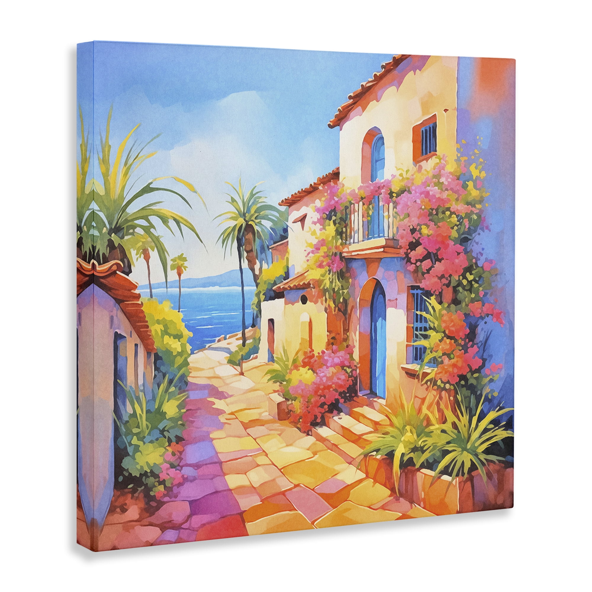 Stupell Industries Tropical Bella Vista Scenic & Cityscapes Painting Wrapped Canvas Art Print Wall Art, 36 x 36