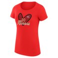 thumbnail image 2 of Women's G-III 4Her by Carl Banks Scarlet San Francisco 49ers Animal Print Heart Fitted T-Shirt, 2 of 3