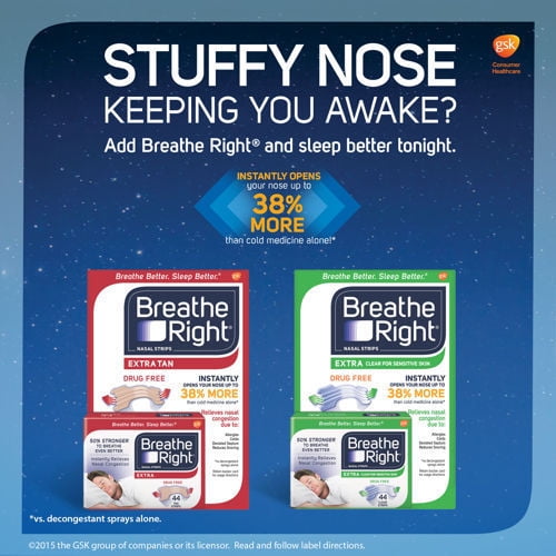 GlaxoSmithKline Breathe Right Nasal Strips, 44 ea