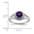 thumbnail image 2 of 925 Sterling Silver Polished Diamond and Amethyst Ring Size 7 2mm Wide Ring for Women, 2 of 2