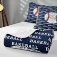thumbnail image 4 of Manfei Grunge Baseball Twin Quilt Set, Sports Twin Coverlet Set, Navy Red White, Navy Reversible 2 Pieces, 1 Bedspread and 1 Pillowcase, 4 of 7