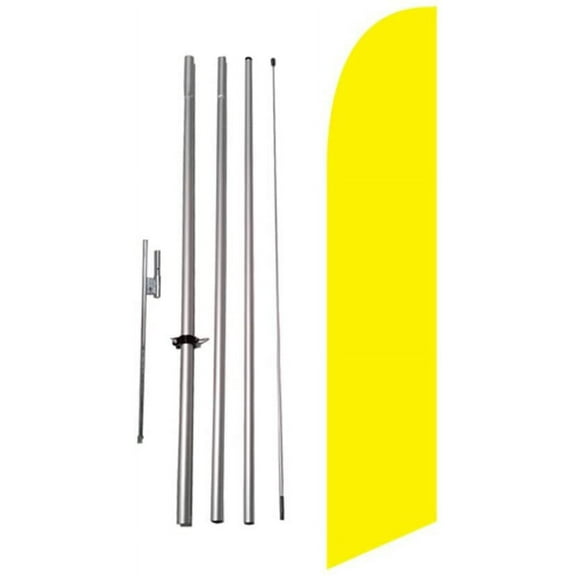 Solid Yellow Feather Banner Flag Kit with Ground Spike