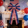 thumbnail image 5 of Large Patriotic Bow Wreath 4th of July Decor American Flag Bow for Labor Day, Veterans Day, Indoor Outdoor Red with Blue Stars Bunting Holiday, Window Decor, 9.84×22.05in, 5 of 6