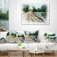 thumbnail image 4 of Designart Bridge over Waterfall in Forest - Landscape Printed Throw Pillow - 12x20, 4 of 5