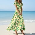 thumbnail image 2 of TQWQT Women's Plus Size Floral Dresses Casual Long Summer Dress Short Sleeve V-neck Wedding Guestes Boho Cute Tiered Dresses Green M, 2 of 5