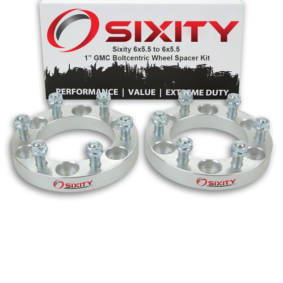 Sixity Auto 2 pc 1" 6x5.5 Wheel Spacers compatible with GMC Jimmy K1500 Suburban Safari Sierra Denali Yukon XL 1500 M14x1.5mm 1.25in Studs Lugs