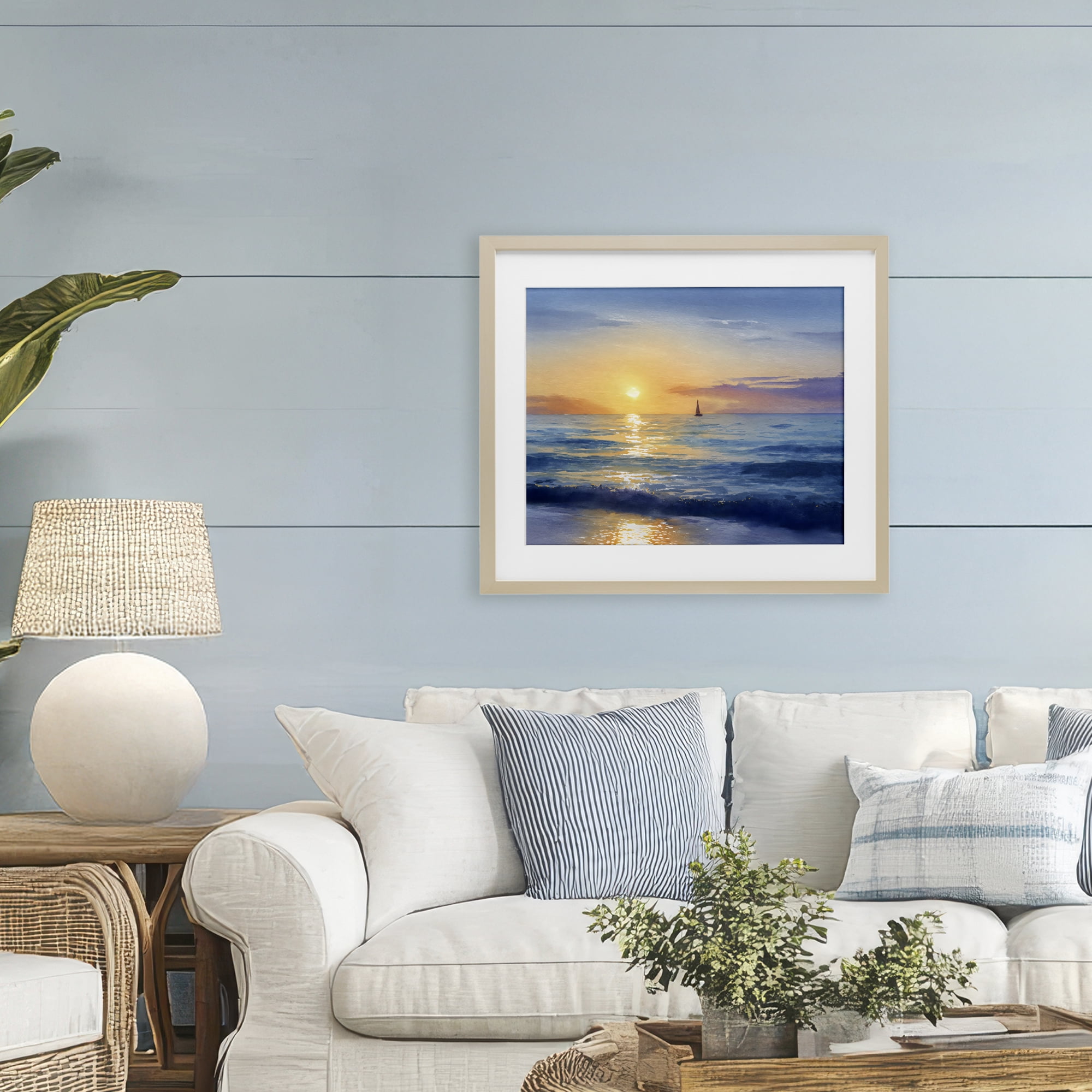 Stupell Industries Sails To The Sun At Sea Birch Framed Print Under Glass, design by Franklyn Gregory