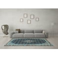 thumbnail image 3 of Ahgly Company Indoor Rectangle Medallion Light Blue Traditional Area Rugs, 2' x 4', 3 of 4