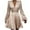 Beige, variant on AOOCHASLIY Womens Long Sleeve Dress Ladies Satin V-Neck Temperament Slim Button Lace-up Lantern Sleeve Dress
