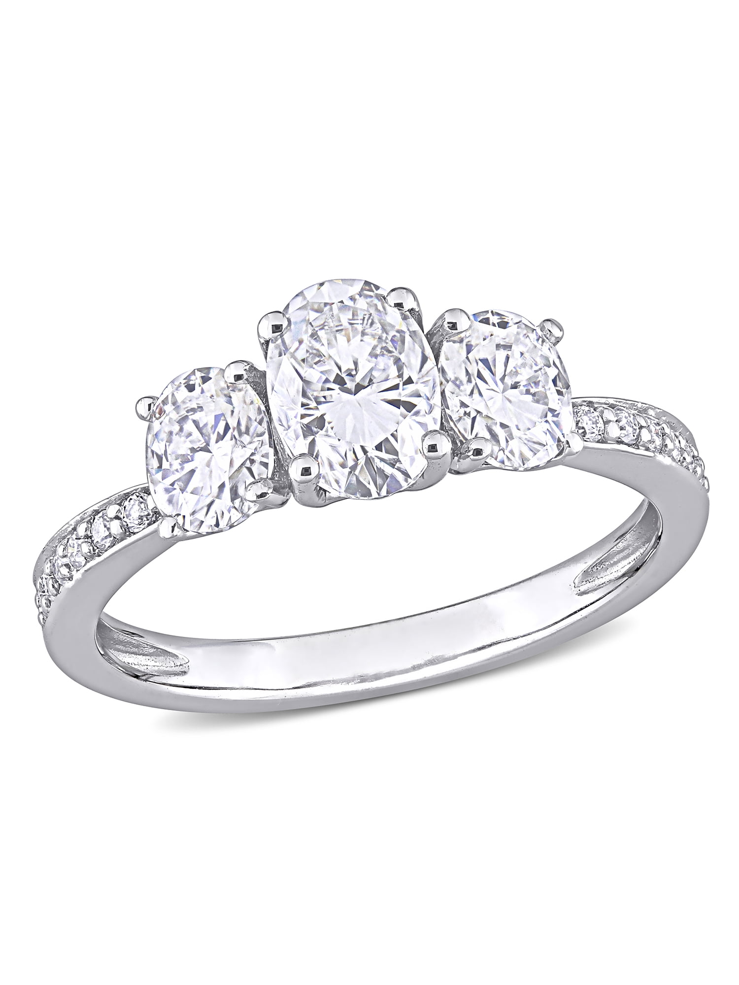 Miabella 14/5 Carat T.G.W. Moissanite 10k White Gold 3Stone