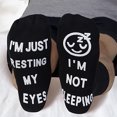 thumbnail image 4 of Unisex Funny Sayings Cotton Socks Novelty I Am Not Sleeping Just Resting My Eyes Letters Hosiery Birthday Santa Gifts, 4 of 10