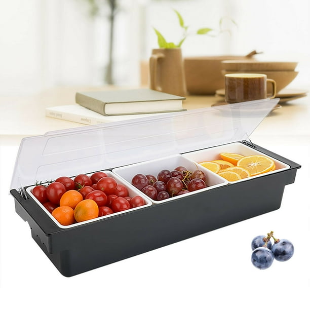 Miumaeov 3Slot Fruit Tray Caddy Storage Box Food Condiment Holder Bar