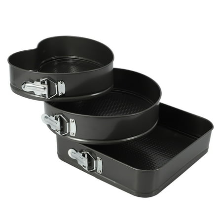 

3Pcs/Set Non-Stick Spring Pan Detachable Bottom Baking Tray Carbon Steel Cake Mould Round/Heart Shape/Square Cake Baking Tray