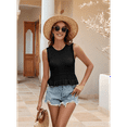 thumbnail image 5 of Women Cute Crop Sweaters Vest Knit Sleeveless Pullover Tops Crochet Ruffle Hem Tank Black XL, 5 of 7