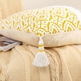 thumbnail image 4 of Plain Linen Cotton Pillow Cover With Tassels Yellow Beige Home Decor Cushion, 4 of 20
