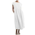 thumbnail image 1 of Liquidation 2025! Grrvtrz Robes pour Femmes Grande Taille Sans Manches en Coton et Lin Robe Chemise Col Ras du Cou Robe Longue Vintage avec Poches, 1 of 5