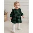 thumbnail image 4 of Miaouyo 0-3T Toddler Baby Girls Plaid Spring Autumn Dress Long Sleeve Round Neck Button Up A-line Dress, 4 of 9