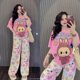 thumbnail image 1 of Conjunto de pijamas de manga corta con estampado de dibujos animados para mujer, bonito conjunto de moda de Labubu, pantalones anchos colgantes, regalo para niña, novedad de verano de 2024, 1 of 5