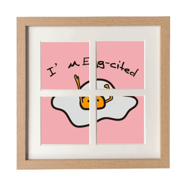 Oeuf Excité Jaune Humeur Art Déco Mode Cadre Mur Table Affichage 4 Ouvertures Image