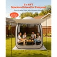 thumbnail image 4 of Screen House Tent, 6 x 6 ft, 4-6 Person Pop Up Screen Tent with Extended Awning, Portable Screened in Canopy with Carry Bag, Netting Sides, for Patio, Backyard, and Outdoor Activities, Beige, 4 of 13