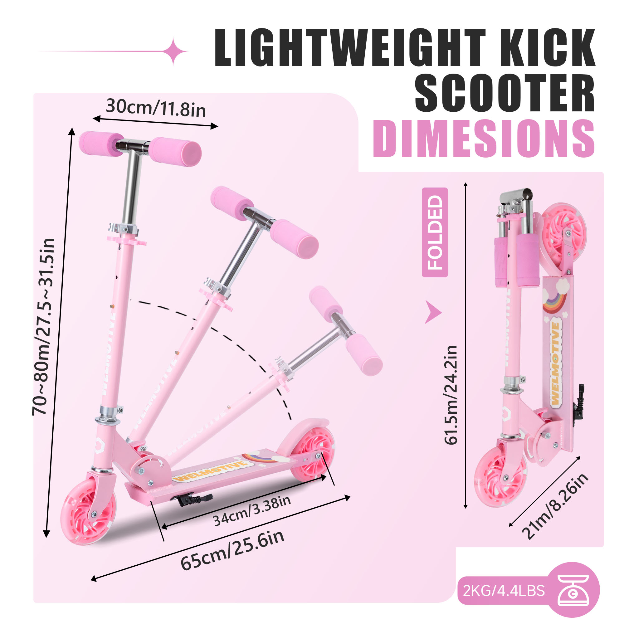 Welmotive Kick Scooter for Kids 3-8 with Adjustable Height photo 5