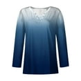 thumbnail image 3 of Lindreshi Long Sleeve Shirts for Women's Christmas Printed V-Neck 3/4 Sleeve Pleated Top, 3 of 4