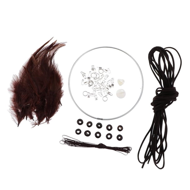 Atrapasueños Kits de materiales para bricolaje Bucle de hierro, Cordón de gamuza, , , Clips marrón Macarena dream catcher kits de bricolaje