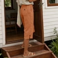 thumbnail image 5 of UAMVSH Bermuda Shorts for Women Knee Length Casual Drawstring Linen Shorts Button Side Split Summer Beach Shorts with Pockets, 5 of 7
