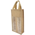 thumbnail image 3 of Shisuyan Rustic Jute Wine Bottle Bag With Window Divided Wine Present Tote For Parties Christmas Visits, 3 of 8