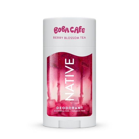 Native Aluminum Free Deodorant, Limited Edition Berry Blossom Tea, 72 Hour Odor Protection, for Women and Men, Boba Café, 2.65oz