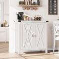 thumbnail image 3 of Ensemble d'Armoires de Rangement Style Ferme pour Entrée – Buffet Bahut 2 Pcs avec Tablettes Ajustables et 2 Portes – Console Polyvalente pour l'Organisation du Salon, de la Salle à Manger Ou du Couloir, Contraste de Couleurs Brun+blanc, 3 of 8