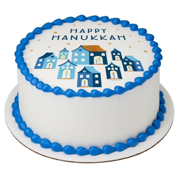 Happy Hanukkah Edible Image Cake Topper (8' Round)