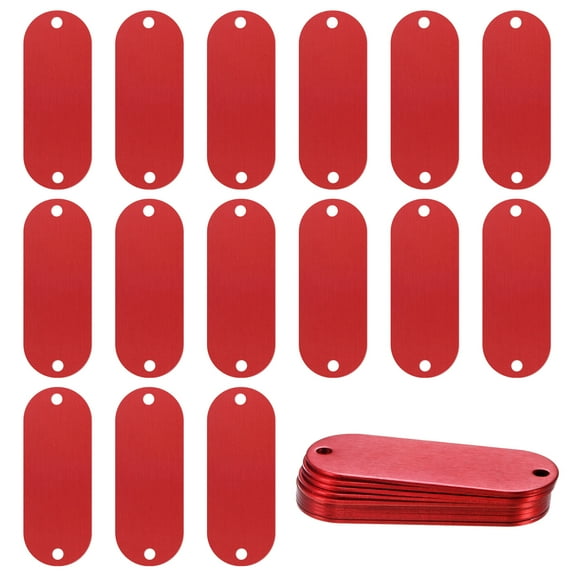 Uxcell 25-Pack Blank Dog Tags, 2" x 0.75" x 0.04" Metal Stamping Blanks, Aluminum Tags for Engraving/DIY Craft [Red]