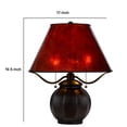 thumbnail image 5 of 20 Inch Table Lamp, Vintage Red Amber Mica Shade, Upturned Arms, Round Body- Saltoro Sherpi, 5 of 5