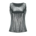 thumbnail image 2 of BiZtdJrK Shiny Tank Top for Women 2025 Summer Loose Crew Neck Sleeveless Casual Party Blouse Silver XXXL, 2 of 4